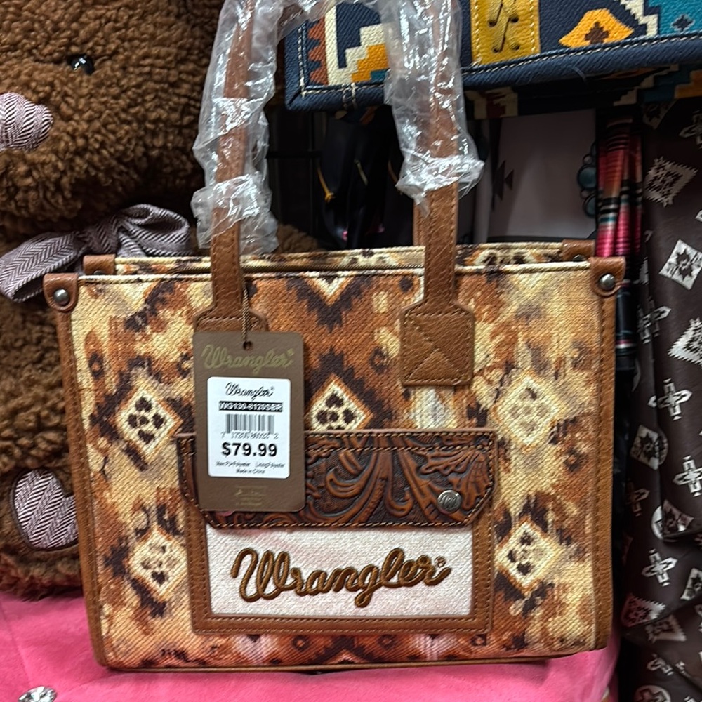 Wrangler Brown and Tan Tote Bag with Vintage Charm